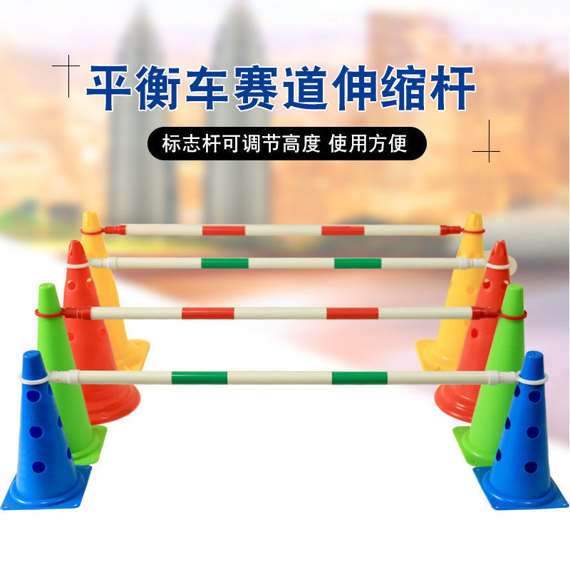 Retractable Red/White Training Pole for Kids' Balance Bikes & Soccer Drills, Warning Link Rod