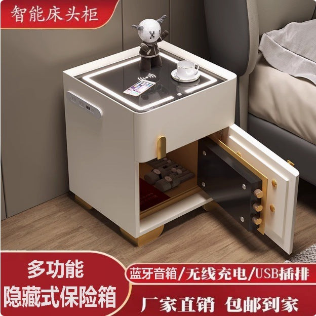 Smart Nightstand Safe with Password Lock, Modern Minimalist Luxury Bedside Table for Home Bedroom, 2024 New Model