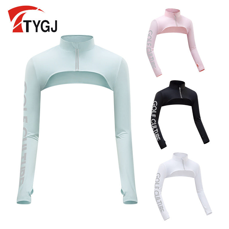 Women's Ice Silk Golf Shawl Arm Sleeves UV Protection Cooling Shoulder Cover for Outdoor Cycling