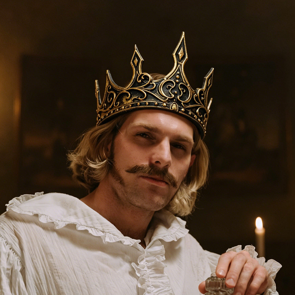 Medieval Retro King Queen Crown for Halloween Masquerade Cosplay