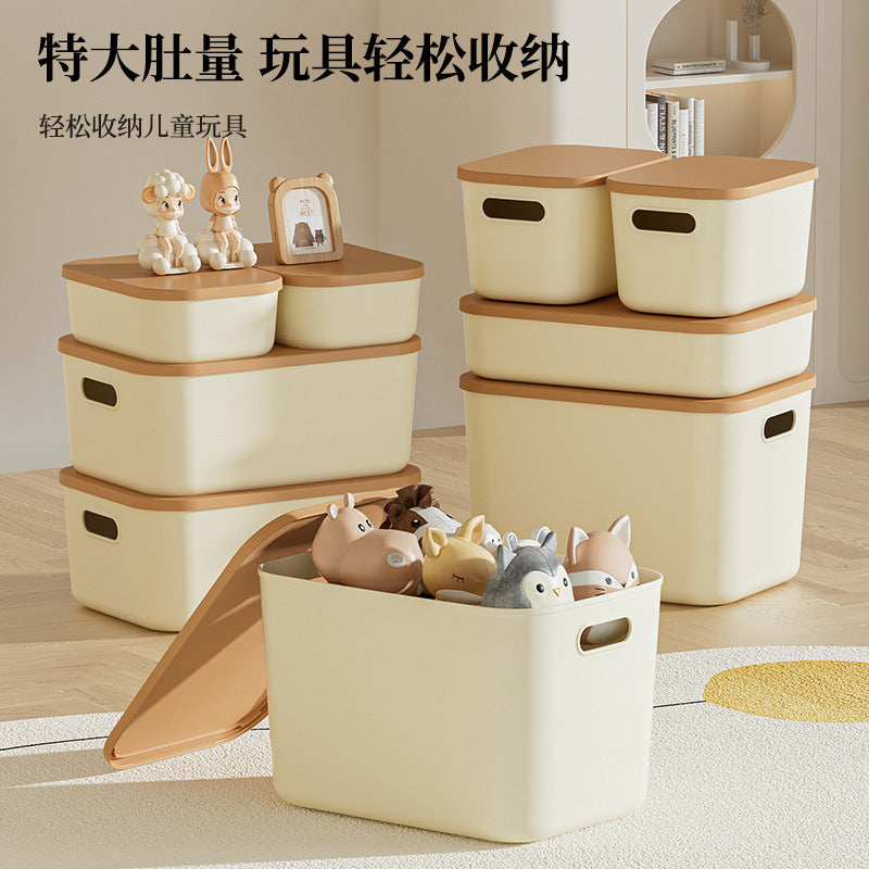 Stackable Storage Bin with Lid for Toys, Snacks, Cosmetics, and Clothes