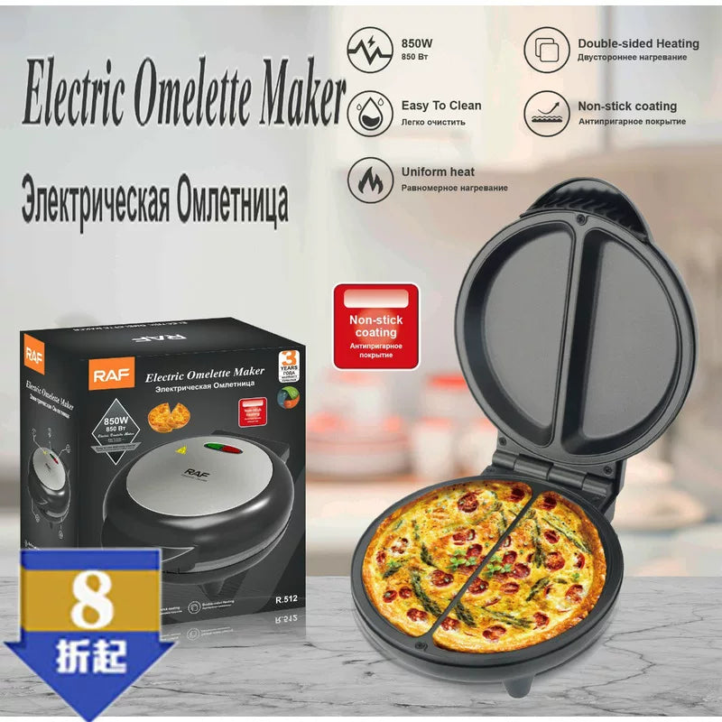 Electric Sandwich & Pizza Maker with Double-Sided Heating, Deep Plate Design for Breakfast, Crepes, and Grilling