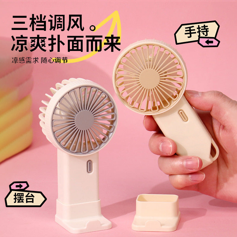 Portable Handheld Mini Fan with USB Charging and Desktop Stand, Customizable Logo
