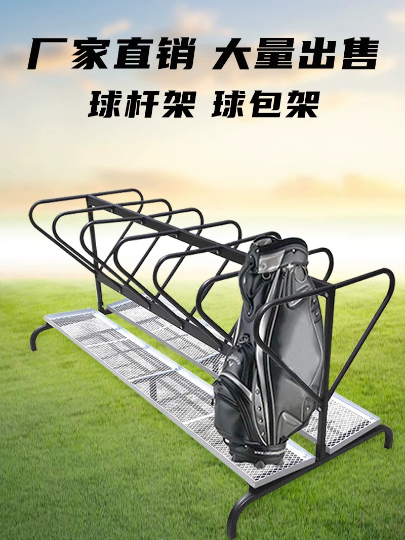 Old Bird Golf Club Bag Rack, Metal Steel Double Row for 6-12 Clubs, Practice Range Equipment