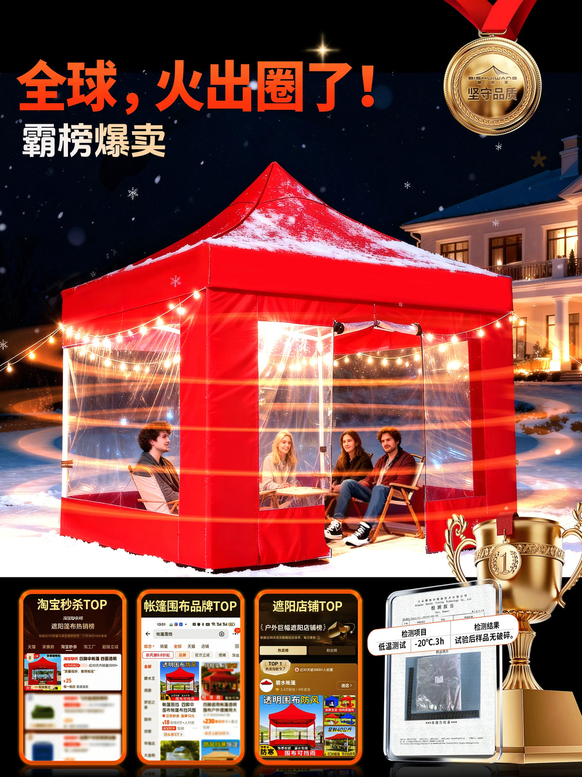 Waterproof Transparent Sidewall for Outdoor Canopy Tent, Windproof Rainproof Sunshade for Stalls