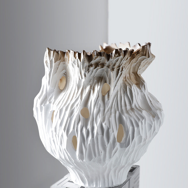 Modern Wabi-Sabi Style Distressed Resin Vase for Home Decor