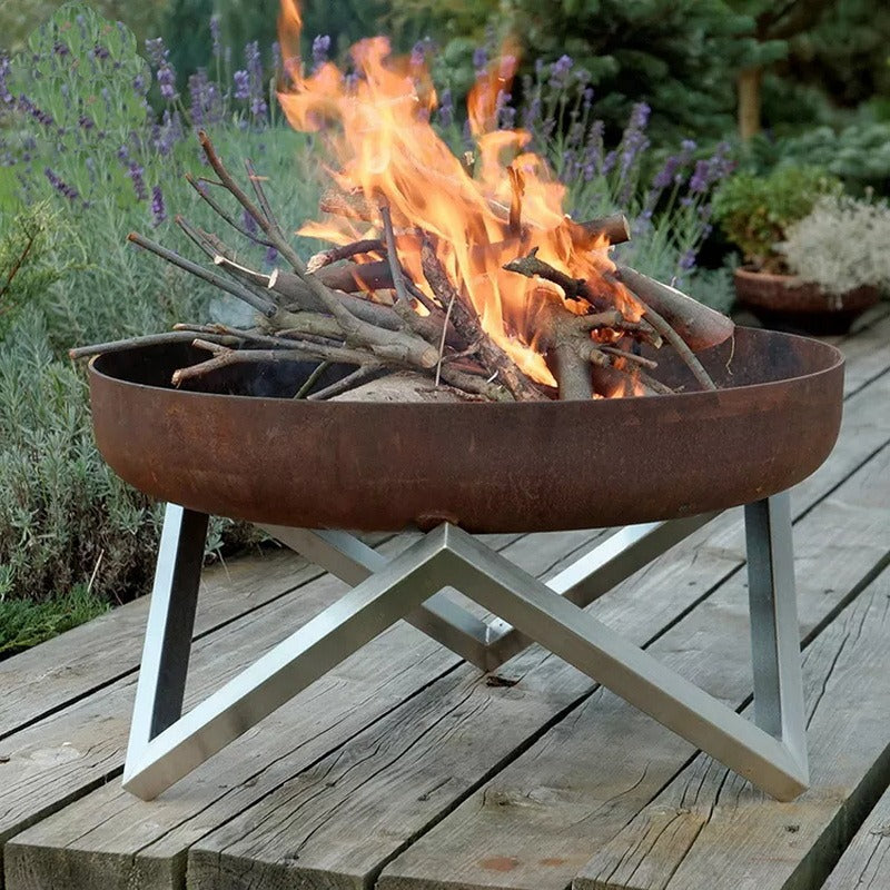 Outdoor Camping Wood Burning Fire Pit with Stand for Patio & Events
