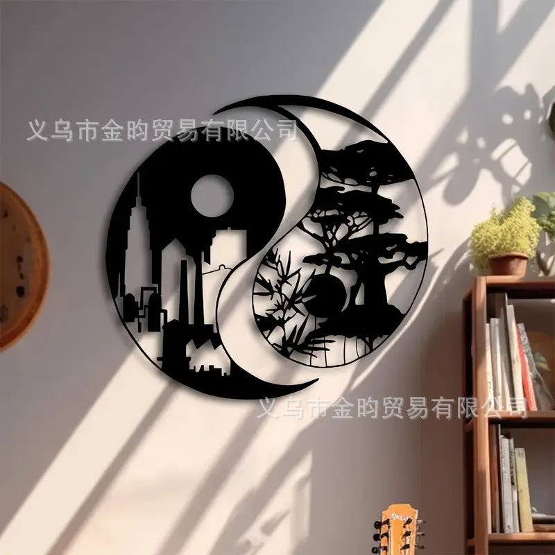 Yin Yang Art Metal Wall Decor Silhouette for Home Office