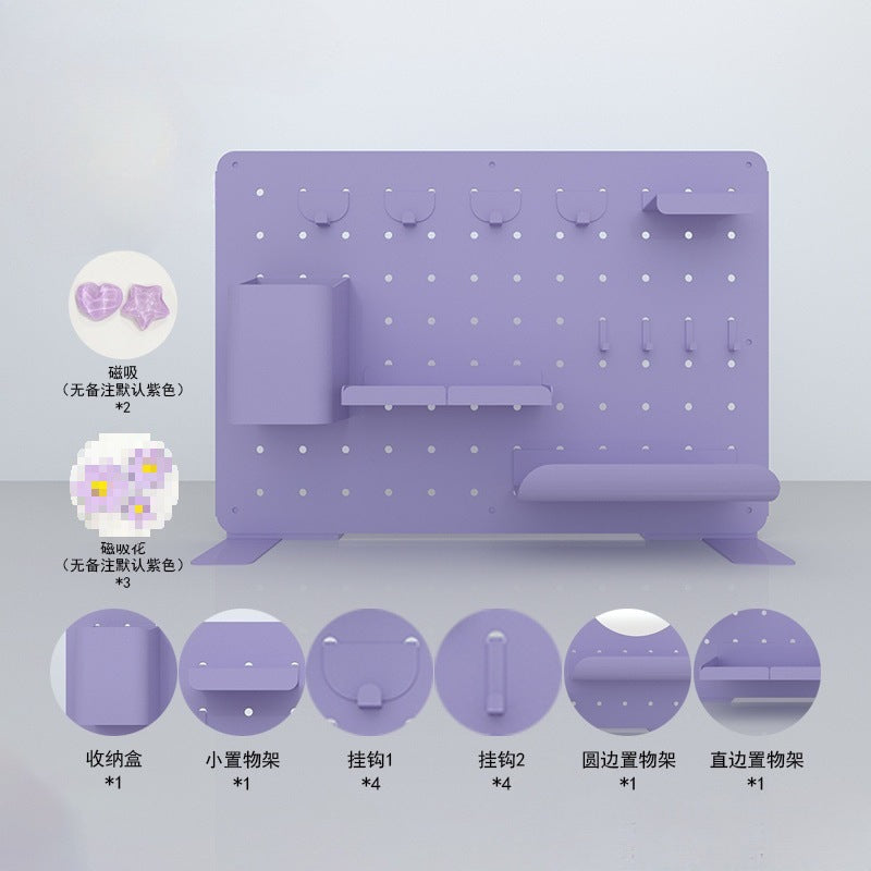 Magnetic Pegboard Organizer for Desk, Punch-Free Metal Storage Panel for Study Tables and Dorms