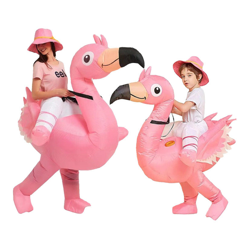 Inflatable Flamingo Ride-On Costume for Halloween and Parties