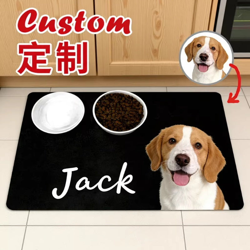 Personalized Pet Feeding Mat for Dogs - Custom Name and Pattern Print