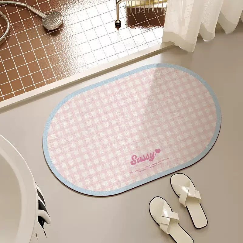 Diatomaceous Earth Bath Mat Non-Slip Quick Dry Absorbent Doormat for Bathroom and Entryway