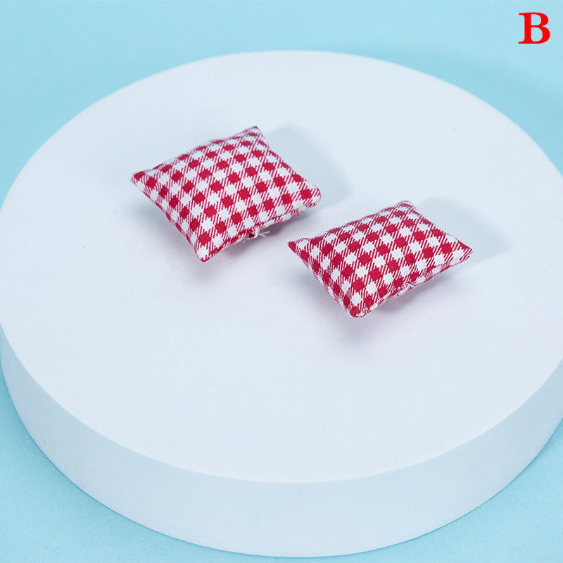 Dollhouse Miniature Fabric Sofa Cushions and Pillows Set