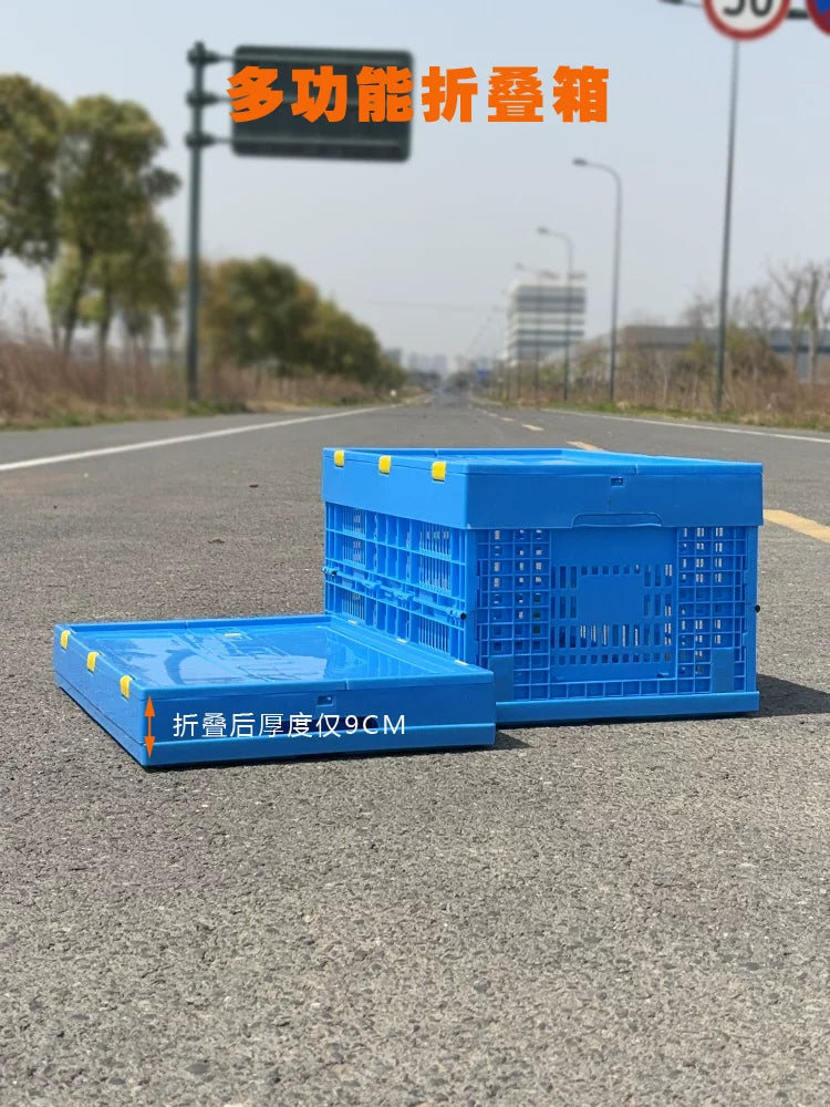Foldable Plastic Storage Crate with Lid - Ventilated, Stackable, for Fruits, Vegetables, and General Storage