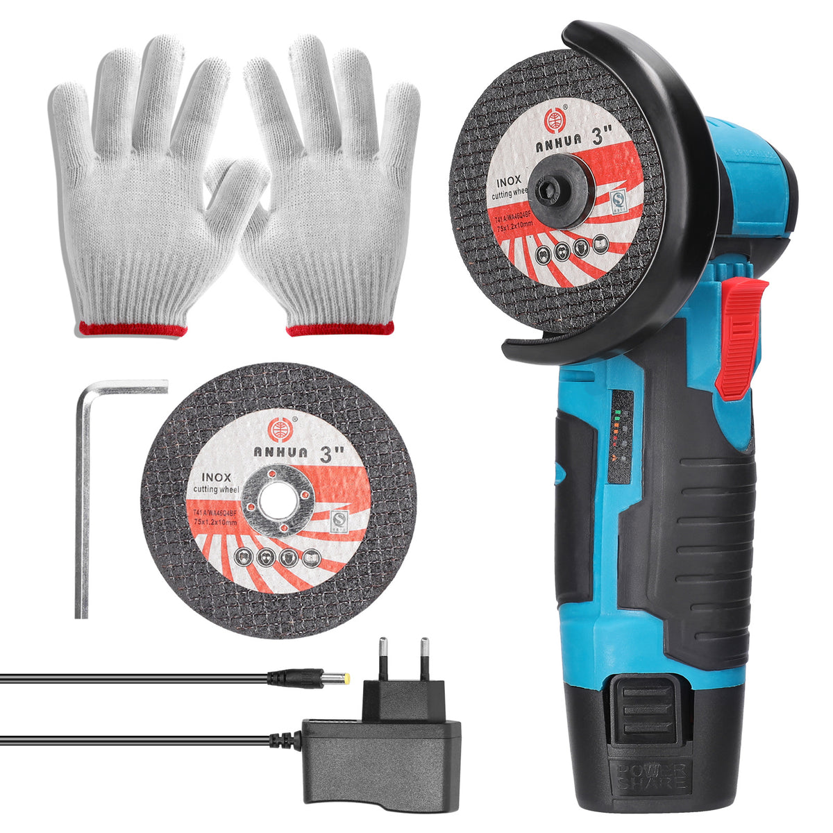 12V Cordless Mini Angle Grinder with Lithium Battery for Polishing and Cutting