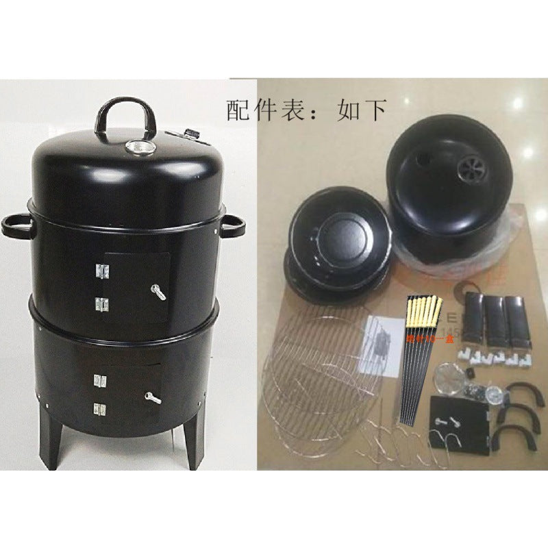 3-in-1 Outdoor BBQ Grill Smoker Commercial Home Use Roasting Oven Smoker for Cured Meat
