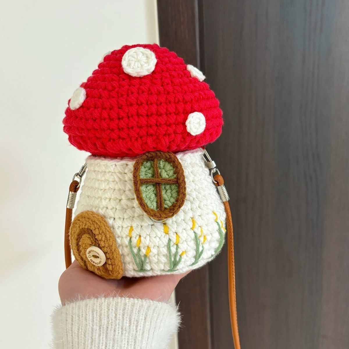 DIY Crochet Mushroom House Bag Kit for Beginners - Hand-Knitted Crossbody Purse