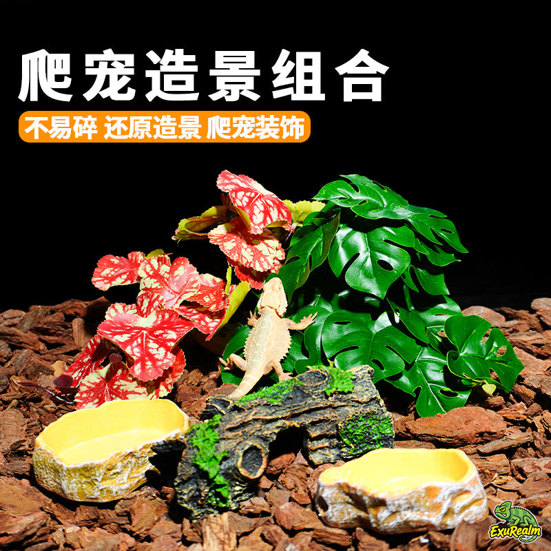 Reptile Hideaway Cave with Basking Platform, Turtle Resin Ornament for Aquarium Terrarium Decor
