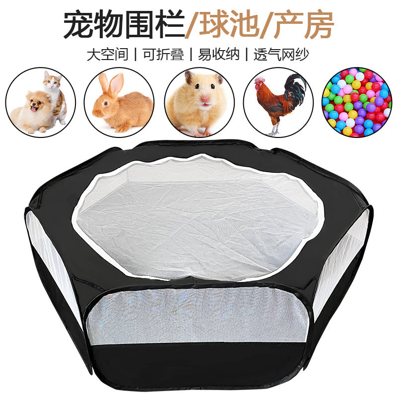 Foldable Hexagonal Mesh Pet Playpen & Kids' Ball Pit Tent for Indoor/Outdoor Use