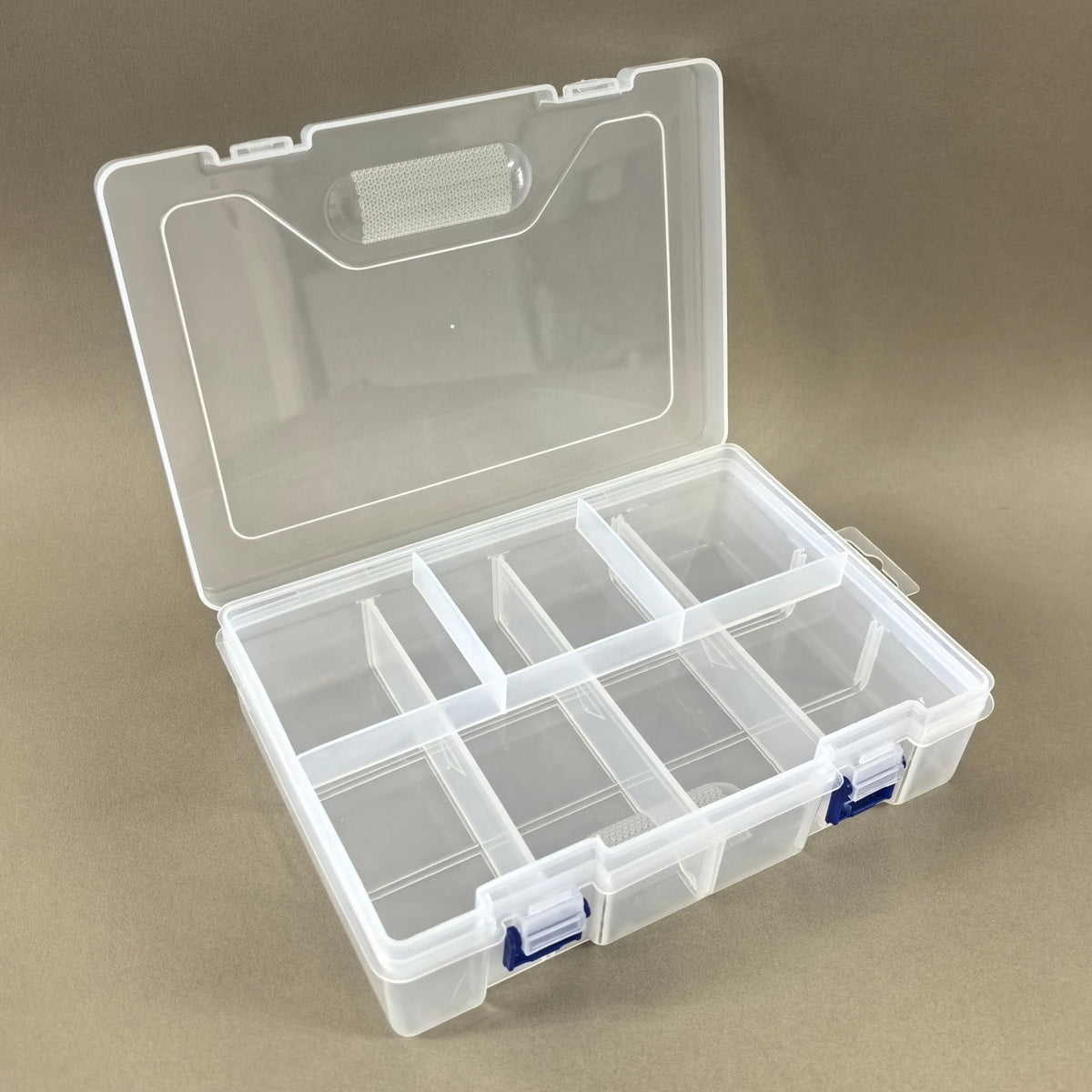 Clear Double-Layer 8-Compartment Plastic Storage Box with Detachable Dividers