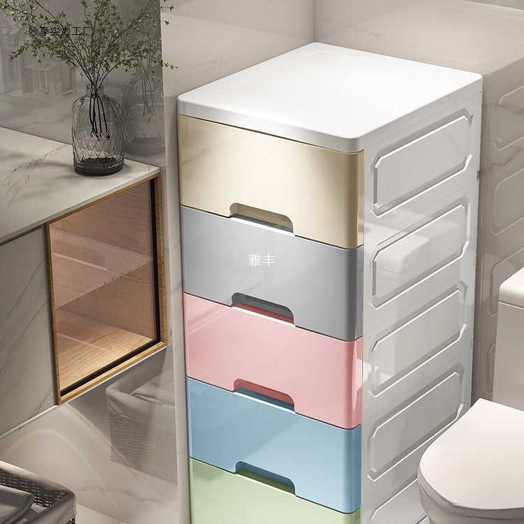 Slim Gap Storage Cabinet with Drawers - Multi-layer Plastic Organizer for Bathroom Kitchen Narrow Spaces
