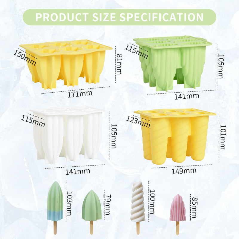 Sanxin New Spiral Ice Cream Silicone Mold Food Grade Ice Tray Popsicle Cake Ice Cream with Lid Mold
