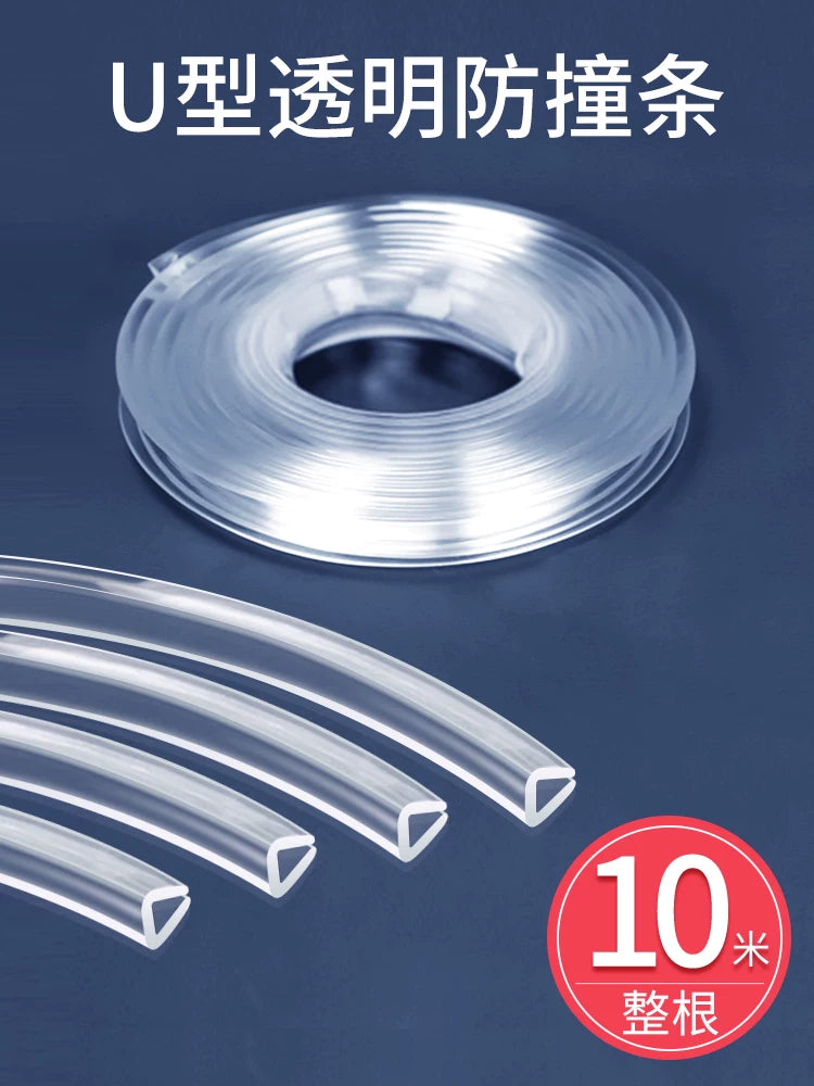 U-Shaped Transparent Edge Protector Strip for Glass Tables and Furniture