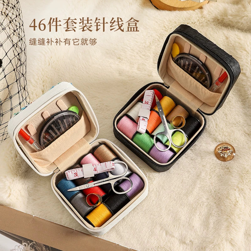 Portable Sewing Kit with Zippered Storage Case, Hand Sewing Thread and Machine Thread for Home Use