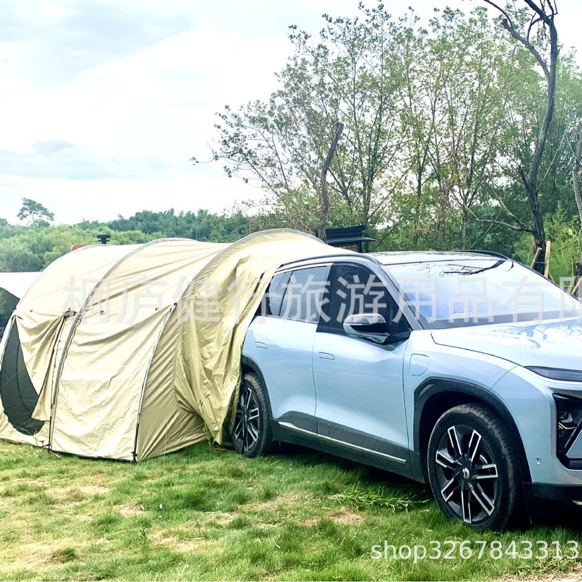 Upgraded 5-8 Person Car Tail Tent with Mesh Windows and Extended Awning