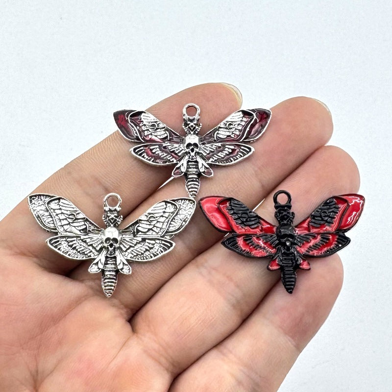 Gothic Skull Moth Pendant for DIY Jewelry Making