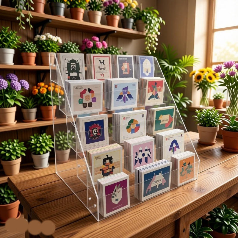Acrylic Display Stand for Badges, Cards, and Postcards