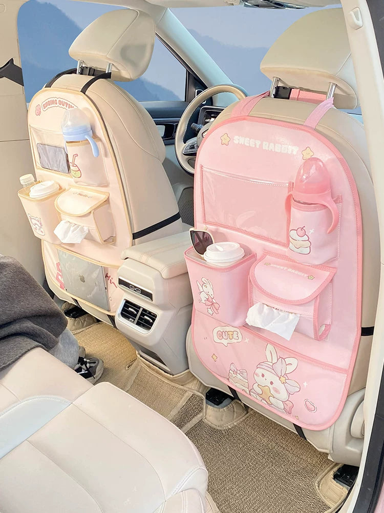 Car Seat Back Protector with Storage Pockets, Anti-Kick Mat for Kids, Universal Fit