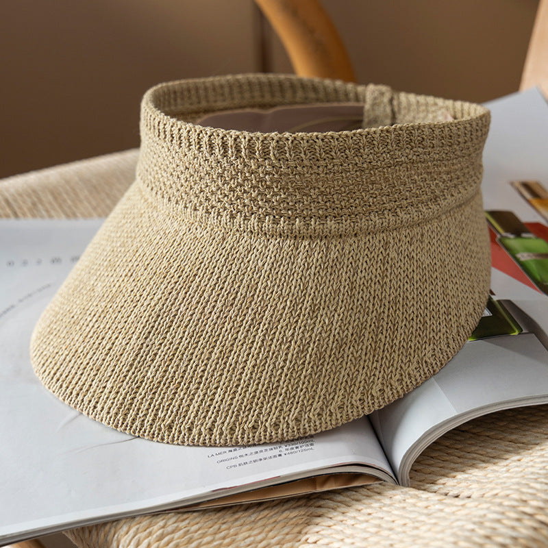Foldable Linen Sun Visor Hat for Women, Wide Brim UV Protection Outdoor Beach Cap