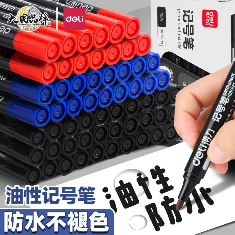 Deli Permanent Marker Pen, Quick-Drying Waterproof Oil-Based Marker for Logistics and Express Delivery, Non-Fading