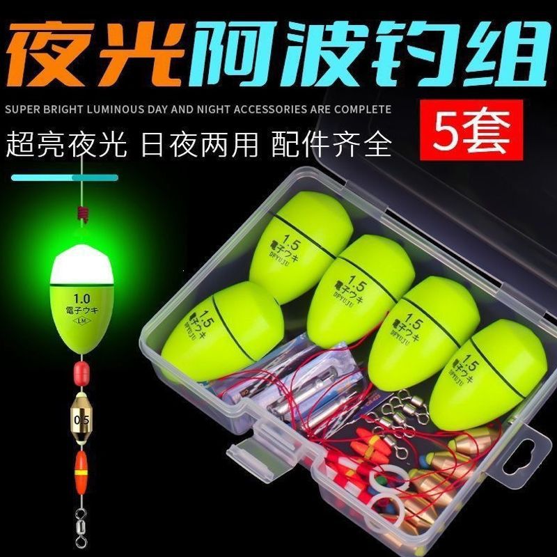 Luminous Fishing Float Set with Battery and Sinker for Sea Rods