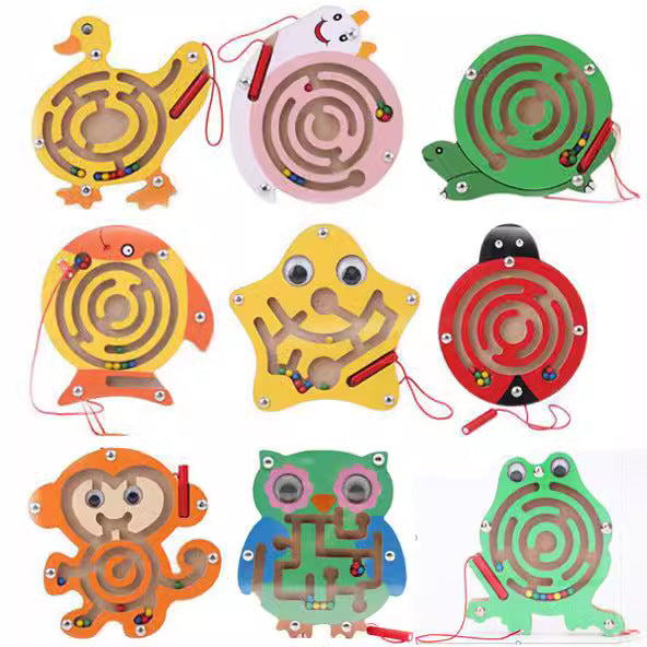 Kids Wooden Magnetic Maze Puzzle Game for Early Education and Focus Training