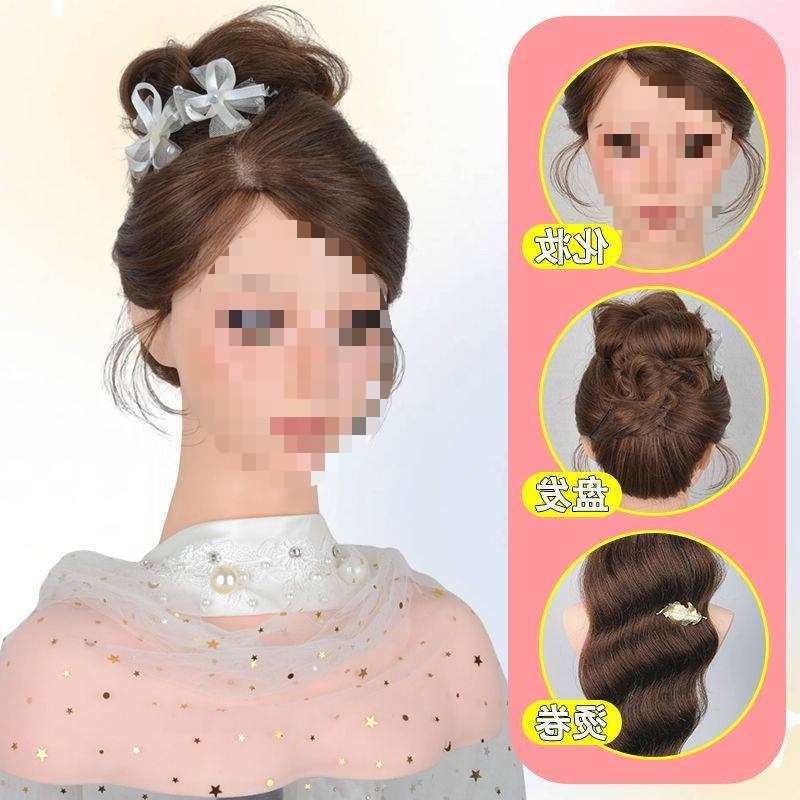 Mannequin Head with Human Hair for Hairdressing Practice and Styling