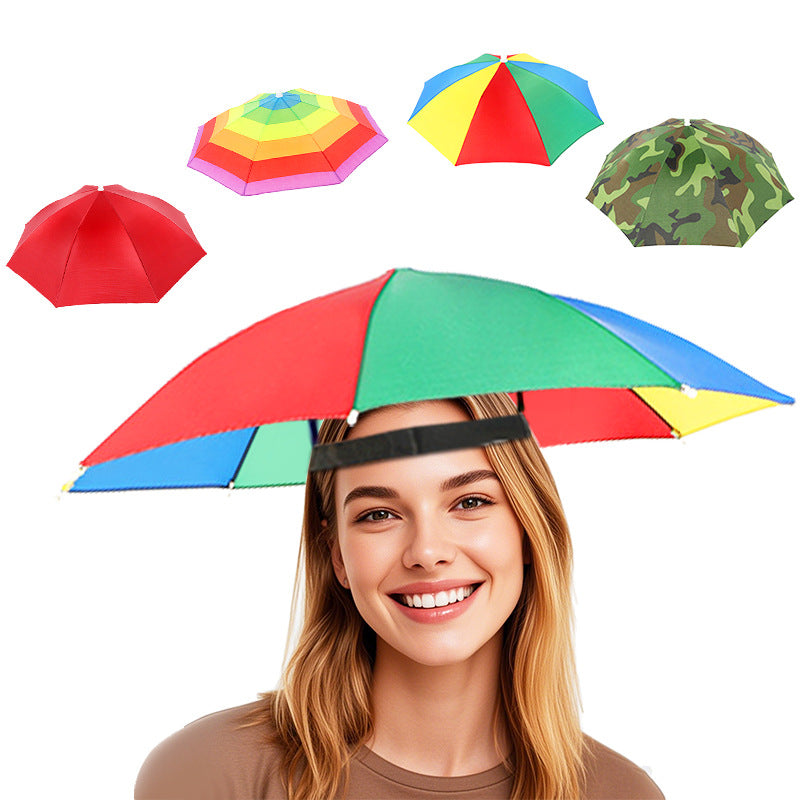 Hands-Free Head-Mounted Umbrella Hat for Sun and Rain Protection