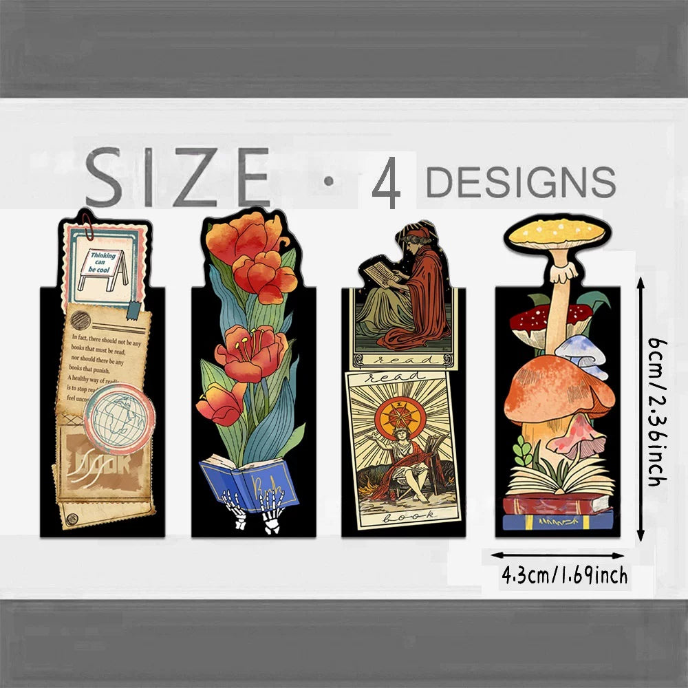 Vintage Floral & Mushroom Magnetic Bookmarks for Reading, Decorative Page Markers