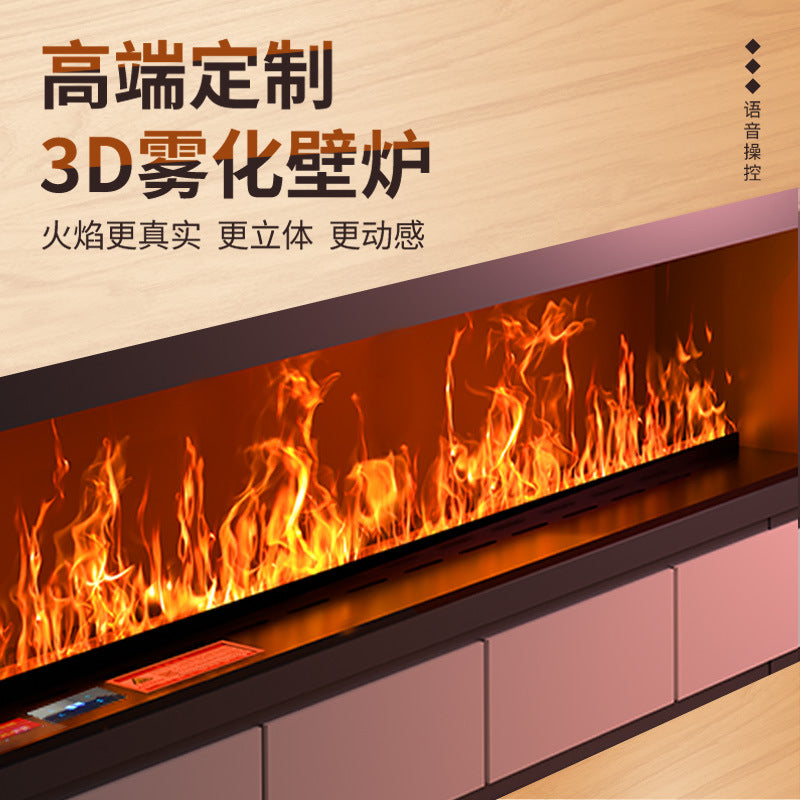 3D Flame Fireplace Atomizing Humidifier with AI Voice and Seven-Color Flame for Living Room Decor