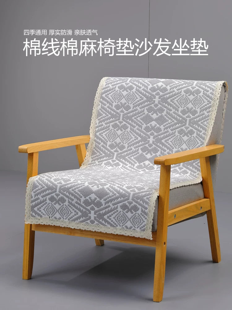 Linen Cotton Blend Sofa Chair Cushion with Backrest Cover, All-Season Universal
