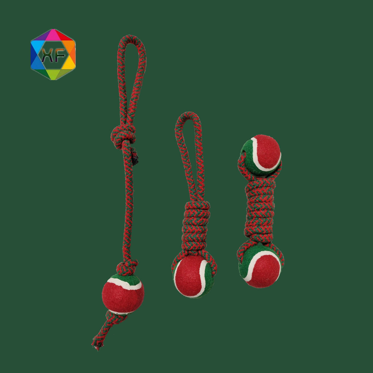 Christmas Pet Tennis Ball Chew Toy for Dogs, Interactive Cotton Rope Indoor Outdoor Training