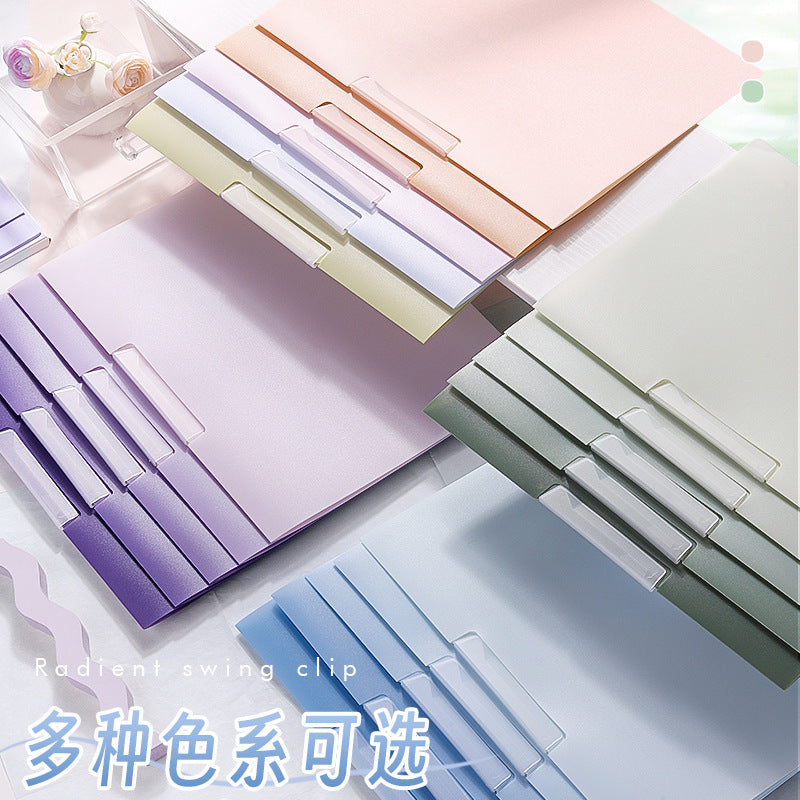 A4 Rotating Side Opening Pull Rod Clip File Folder Set for Students