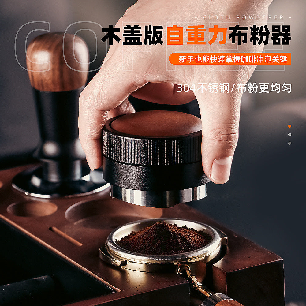 Self-Leveling Coffee Distributor and Tamper with Adjustable Height, Stainless Steel, Non-Slip Base