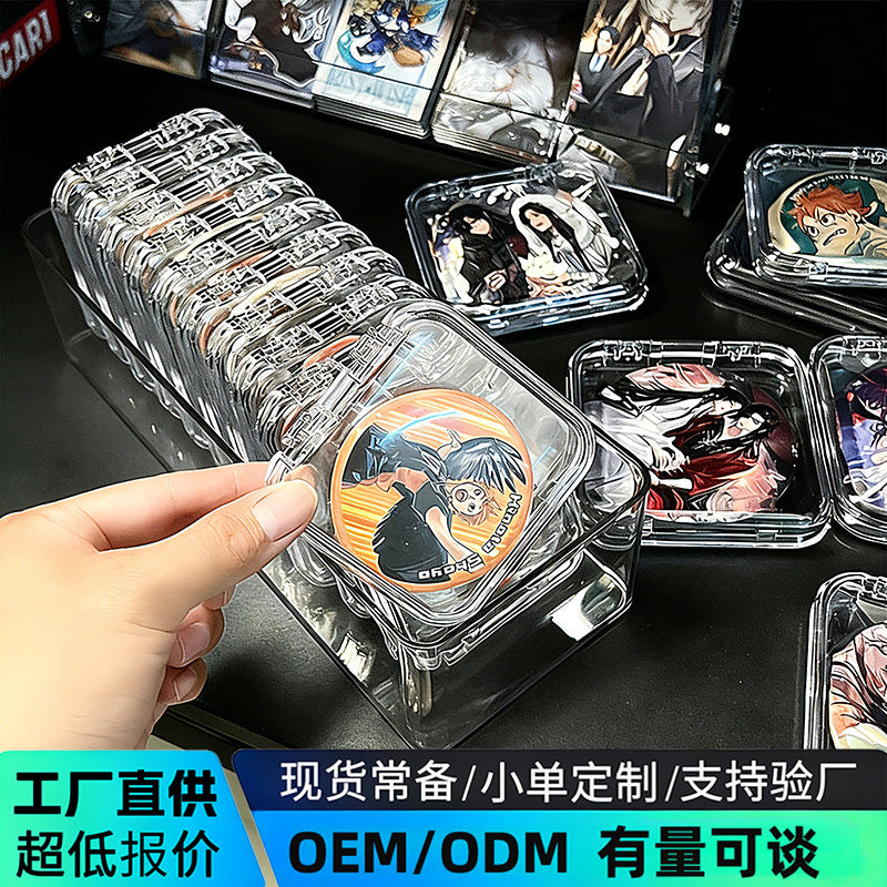 Clear Acrylic Badge Display Case with Flip Lid - Dustproof & Moisture-proof Storage Box for Pins and Badges