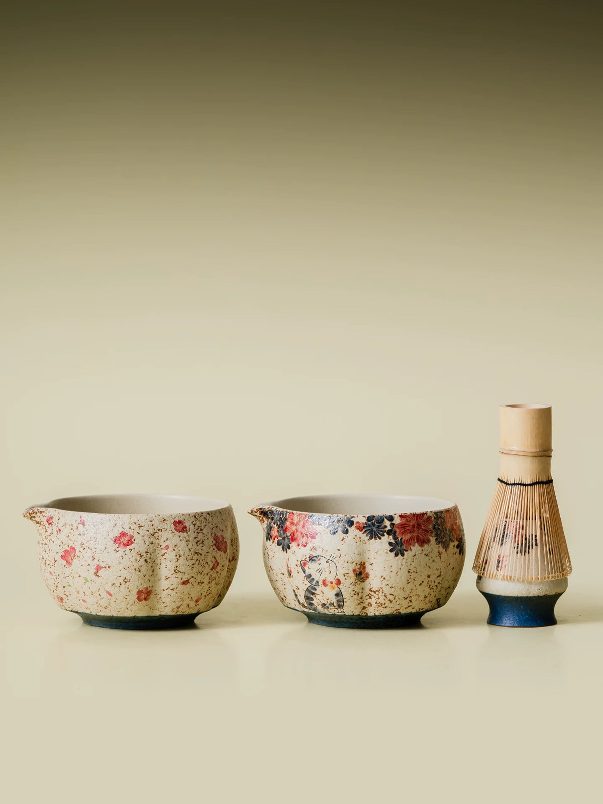 Ceramic Matcha Bowl Gift Set with Bamboo Whisk and Tools, Japanese Style