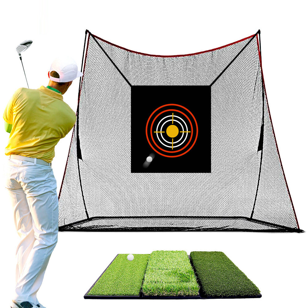 Golf Hitting Net with Tri-Turf Mat Indoor Outdoor Swing Practice Set