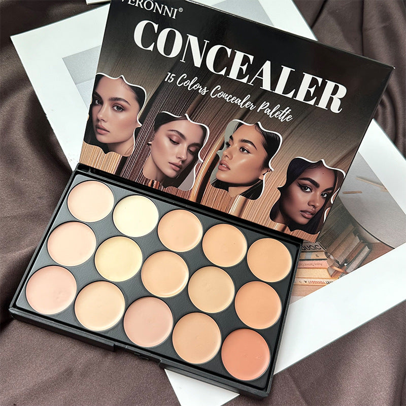 VERONNI 15-Color Concealer Palette for Face, Blemishes, Acne, and Tattoo Coverage