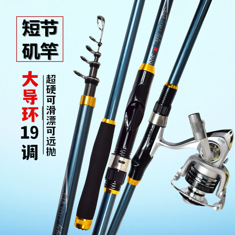 Carbon Fiber Telescopic Fishing Rod with Reel and Line, Super Hard Sea Rod for Rock Fishing and Casting