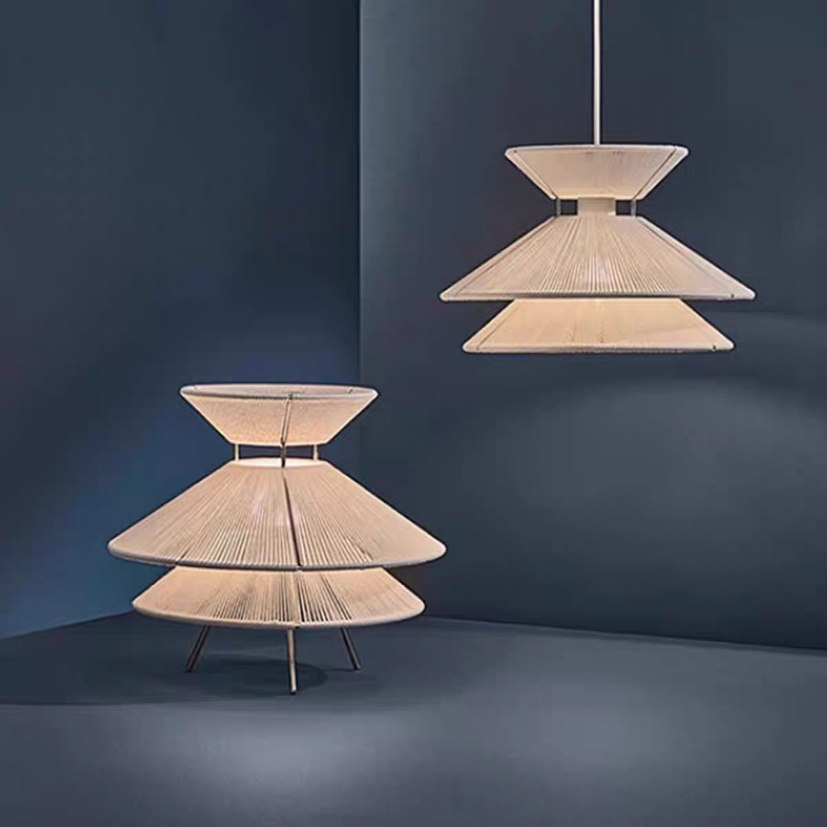 Wabi-Sabi Hand-Woven Lampshade for Pendant or Table Lamp, Japanese Style for Teahouse Restaurant